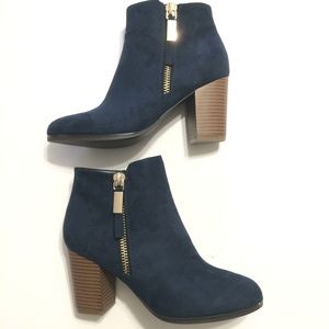 Apt 9 High Heel Ankle Boots Navy Round Toe